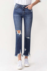 Lovervet Jackie High Rise Cropped Distressed Jeans - Full Size